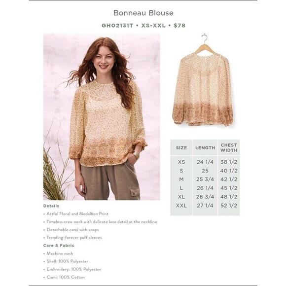 Women's Matilda Jane Good Hart Bonneau Womens Floral Print Blouse‎ Medium Sheer - Picture 2 of 14